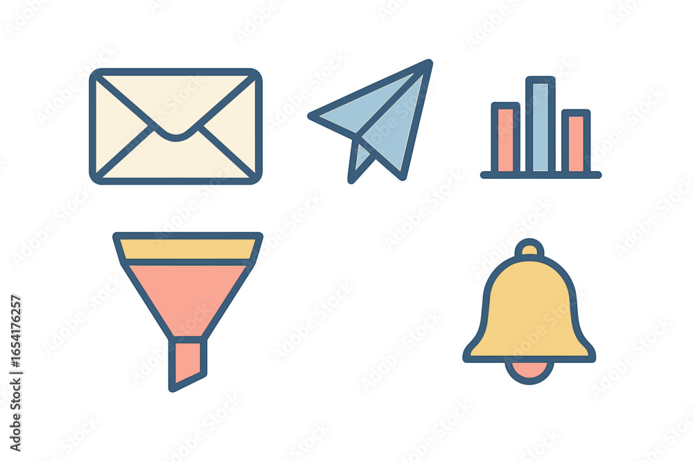 Poster flat-style icons of communication and notifications