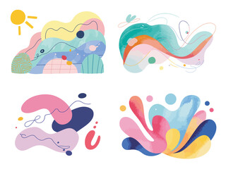 Playful Abstract Shapes Collection Vibrant Colors and Dynamic Forms Unique Design Elements for Modern Projects Creative and Artistic Background
