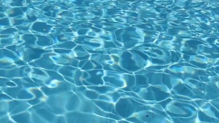Water surface texture background concept. Top view of pure blue water in the swimming pool with light reflections. Seamlessly looping 3D animation. 4K - Powered by Adobe