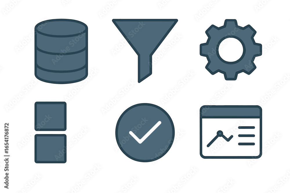 Poster vector illustration of data management tools for digital tasks