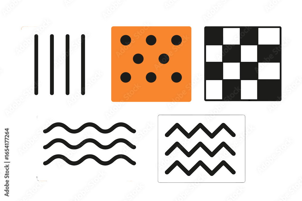 Poster various geometric patterns in vector illustration style