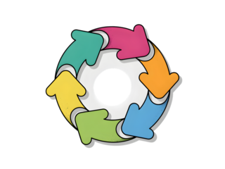 Colorful circular arrows diagram isolated on a transparent background cycle illustration