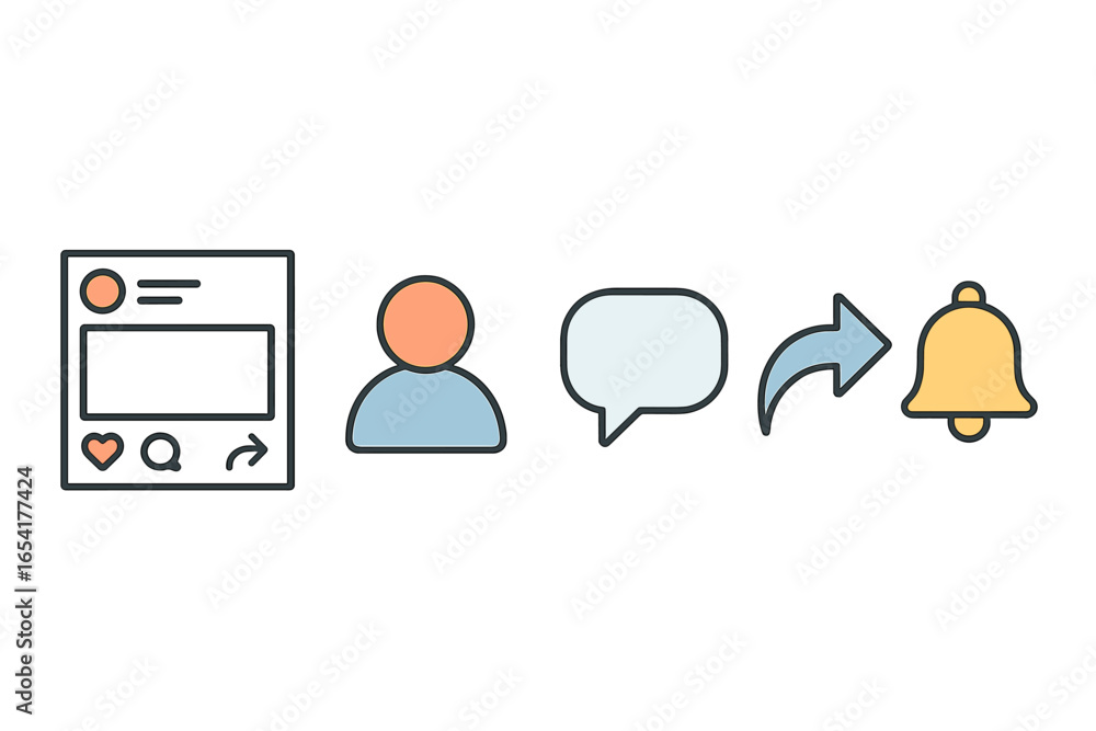 Poster engaging social media interaction with notifications and comments