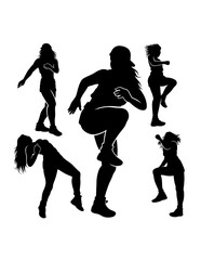 Female dancing performance modern and traditional silhouette