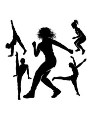 Female dancing performance modern and traditional silhouette