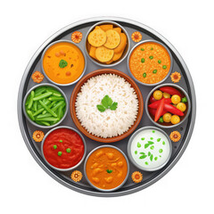 Delicious indian thali isolated on transparent background