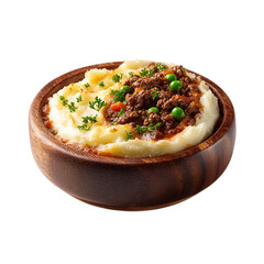 Shepherds pie with flavorful beef and creamy mashed on transparent background