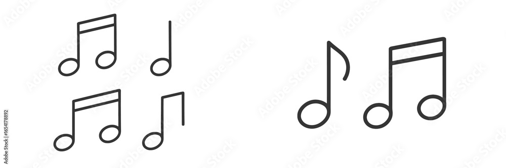 Poster Various musical notes displayed in a simplistic design suitable for music-related themes and creative projects