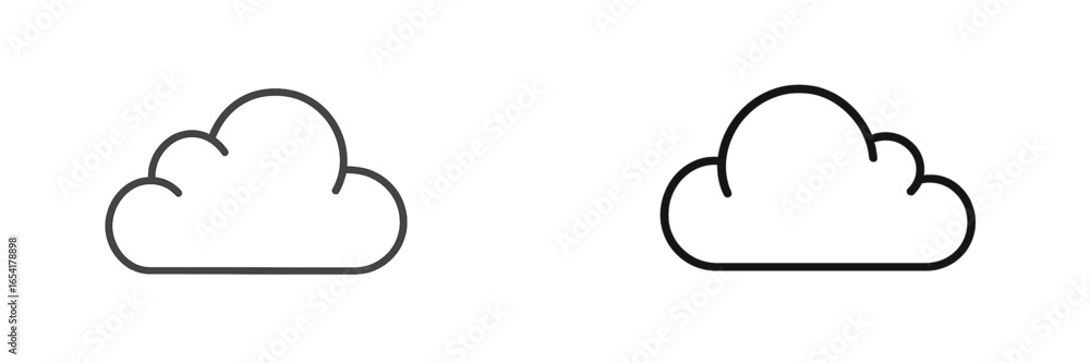 Poster simple cloud icons representing different styles for design applications or digital content creation