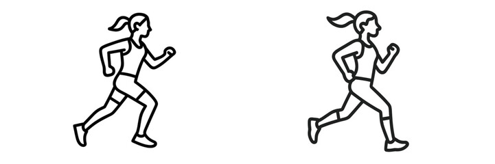 Fototapeta premium Dynamic running silhouettes showcasing athletic movement in a simple, modern design style