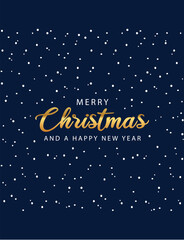 minimalistic christmas greeting card with snow and golden text vector illustration