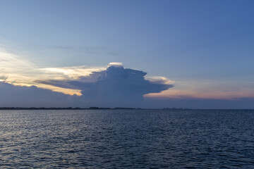 Cloudy sunset over the intercoastal waterway at Ponce Inlet in New Smyrna Beach, Florida