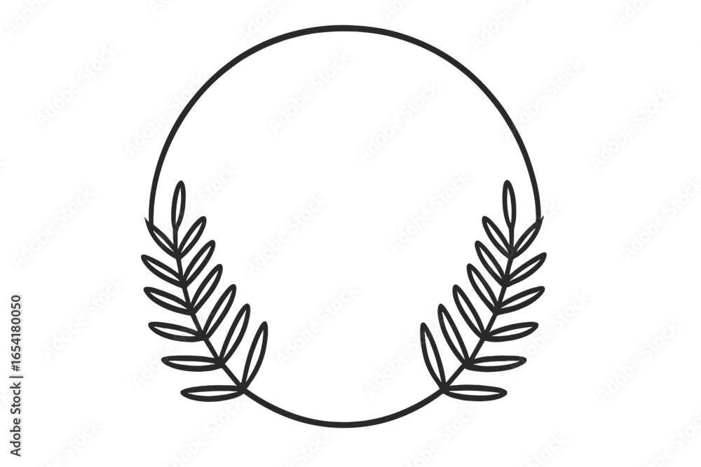 Poster minimalist circular design featuring symmetrical leaf elements for modern decor and branding project