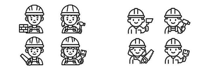 Diverse construction workers collaborating on various tasks within a building project in a modern urban setting