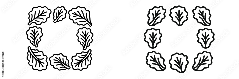 Poster design of symmetrical leaf patterns created with black outlines on a white background showcasing ver