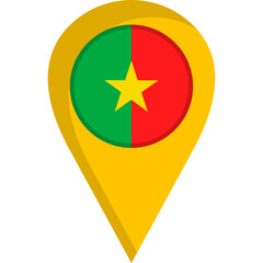 Burkina Faso Flag Location Pin Icon
