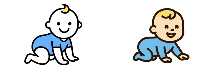 Obraz premium Crawling babies in different artistic styles showcasing joy and exploration in playful activity indoors