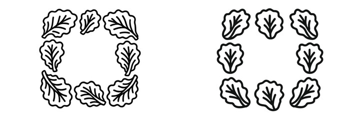 Obraz premium Design of symmetrical leaf patterns created with black outlines on a white background showcasing versatility and simplicity in art