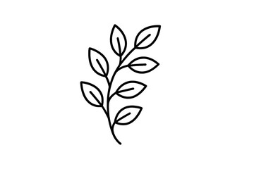 Fototapeta premium Stylized black leaf illustration on a white background showcasing simple botanical design