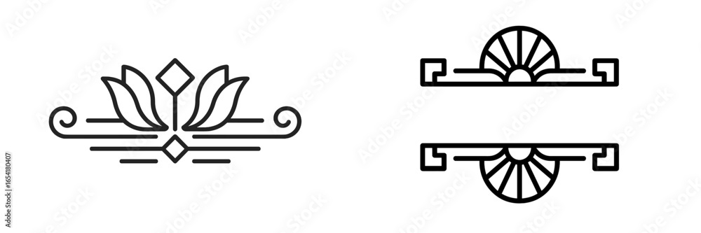 Poster elegant floral design elements and decorative borders created with clean lines, showcasing intricate
