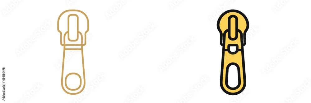 Poster stylized zipper design showcasing two variations in color and style with a modern aesthetic focus