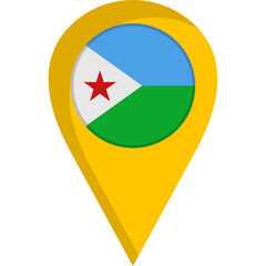 Djibouti Flag Location Pin Icon