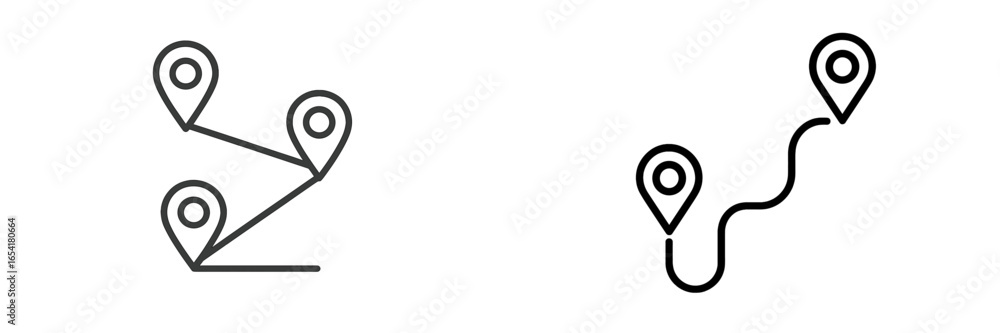 Poster journey icons illustrating linear and curved navigation paths in simple black design