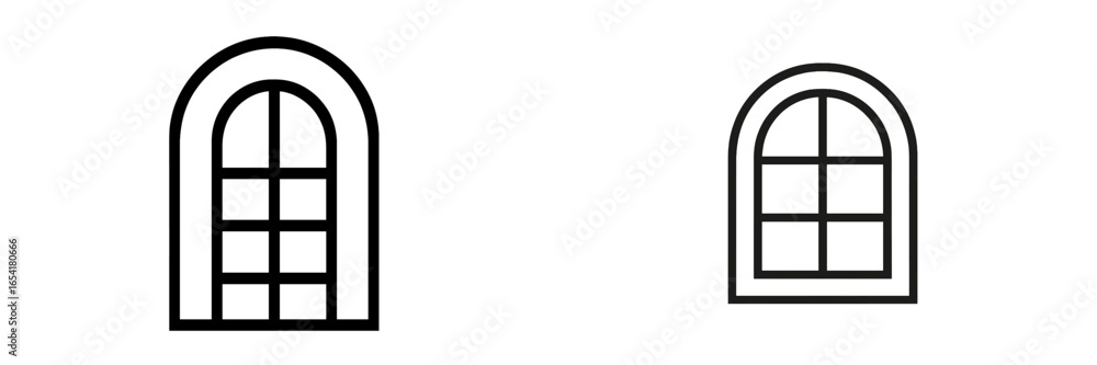 Poster two arched windows with different line styles displayed side by side on a simple white background in
