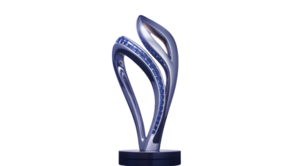 Elegant silver trophy with blue accents isolated on a transparent background award sports