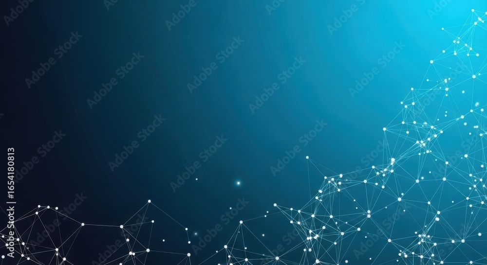 Poster abstract blue gradient with floating particles for digital art and technology backgrounds