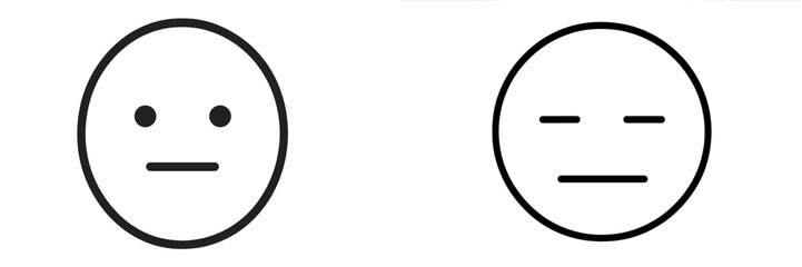 Fototapeta premium Minimalist design featuring two simple facial expressions on a white background illustrates emotional neutrality and apathy