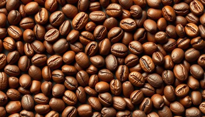 Fototapeta premium Seamless vector pattern of brown coffee beans; simple design ideal for coffee shop print & decor, coffee beans, vector pattern