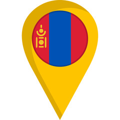Fototapeta premium Mongolia Flag Location Pin Icon