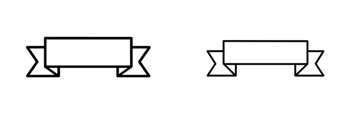 Simple black and white banner illustrations with ribbon edges suitable for various design purposes and decoration ideas