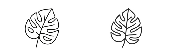 Two minimalist line drawings of tropical leaves showcasing nature's beauty and simplicity
