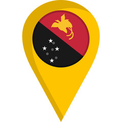 Papua New Guinea Flag Location Pin Icon