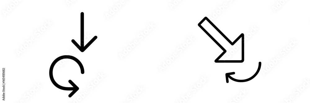 Poster circular and directional arrow symbols shown against a plain background for design and instructional