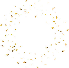 Confetti explosion. Golden serpentine ribbons frame design