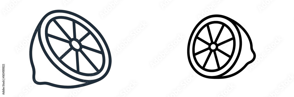 Poster lime slice illustration featuring two distinct designs with varying line styles and dimensions