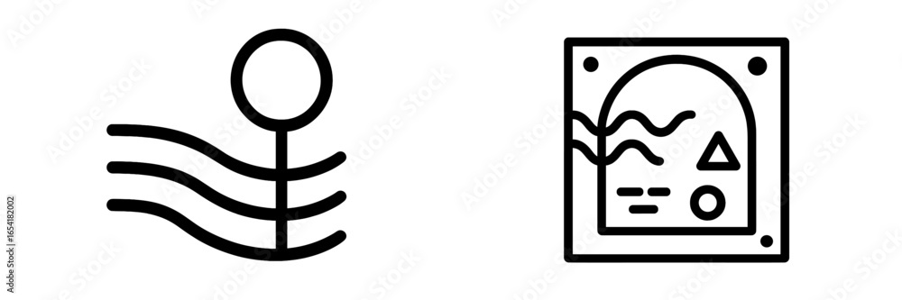 Poster abstract representation of natural elements and technological components in a simple design featurin