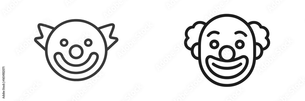 Aufkleber two clown face designs showcasing simplistic expressions and playful features in a minimalistic styl