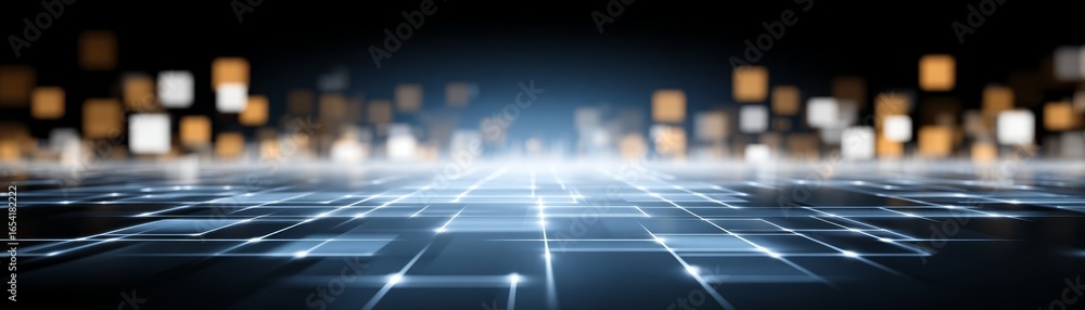 Poster futuristic digital network connection concept with flowing glowing lines and luminous lights an abst