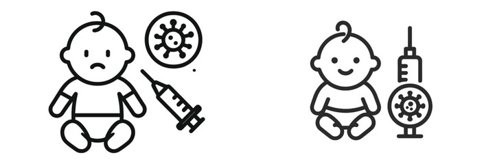 Vaccination process for infants showing concern and relief in a healthcare setting