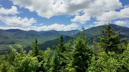 Panning view from atop Mt.Jo in the Adirondack Mountains showing some of the High Peaks on a beautiful summer day.