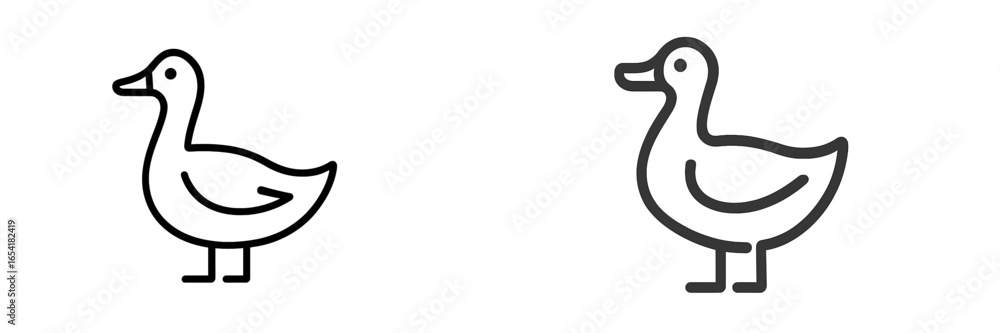 Poster ducks displayed in simple outline style emphasizing their shape and features in a minimalist design