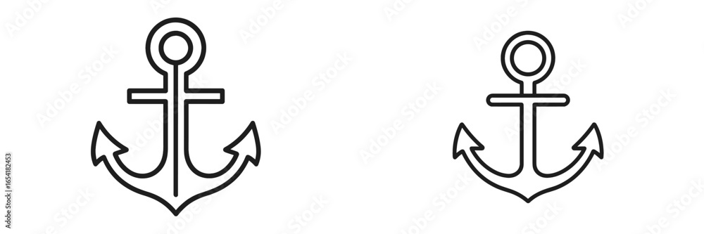 Poster design elements featuring two distinct anchor symbols with clean lines and minimalistic styles suita