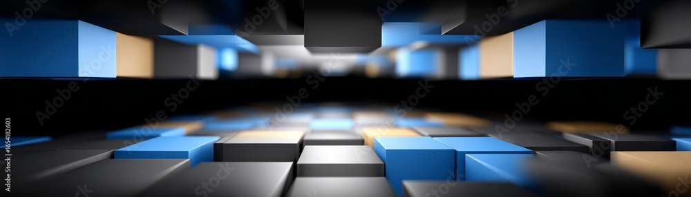 Poster dynamic three dimensional cube structure creating a complex abstract geometric background pattern fo