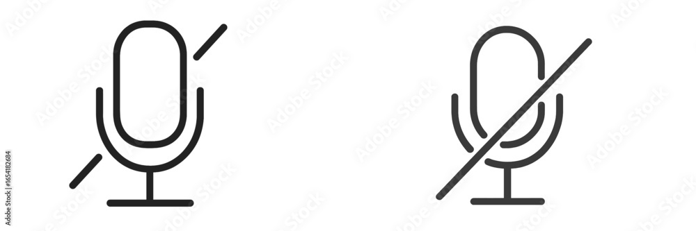 Poster microphone icons with muted and unmuted states in vector design