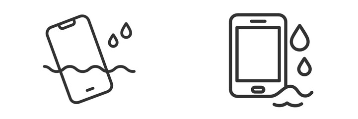 Smartphones with water droplets in vector illustration