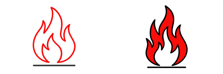 Vector illustration of stylized fire flames in red and black designs